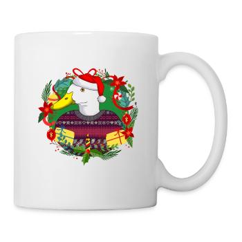 Ugly Christmas Ente in Weihnachtspulli mit Hut - Tasse - Weiß - Rechts