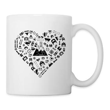 J'aime skier | Ski de neige hiver coeur de neige - Mug blanc - blanc - Droite