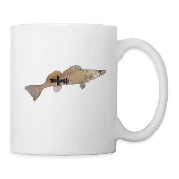 Zander Doppelbelichtung Angeln - Tasse - Weiß - Rechts