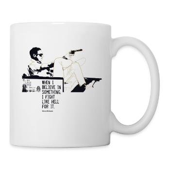T-shirt Steve McQueen – « King of Cool » avec citation - Mug blanc - blanc - Droite