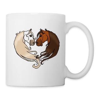 Chevaux amoureux bai-gris - Mug blanc - blanc - Droite
