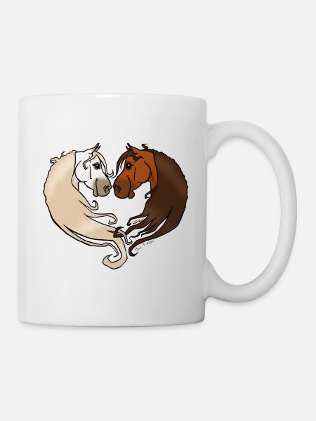 Chevaux amoureux bai-gris - Mug blanc - blanc
