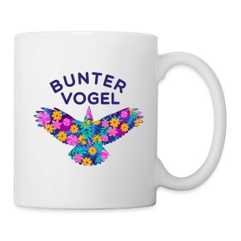 Bunter Vogel und Blumen - Tasse - Weiß - Rechts