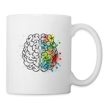 T-Shirt Gehirn comic Mathematik Kunst - Tasse - Weiß - Rechts