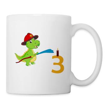 Pompiers Dino 3 anniversaire - Mug blanc - blanc - Droite