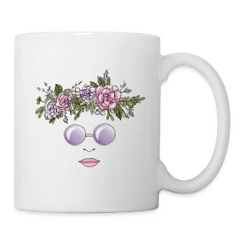 Flower Crown & Sunglasses Design - Floral Wreath - Mug - white - Right