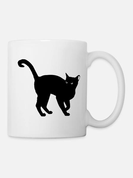 silhouette de chat noir - silhouette de chat noir - Mug blanc - blanc