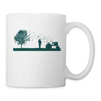 oldtimer farmer farmer country life tractor - Mug - white - Right