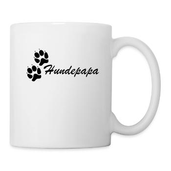 Hundepapa schwarzer Schriftzug kleine schw. Pfoten - Tasse - Weiß - Rechts