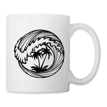 Palm trees in wave - Mug - white - Right