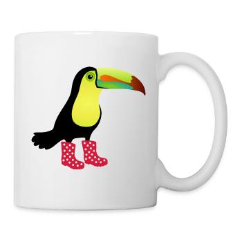 Toucan with rubber boots - Mug - white - Right