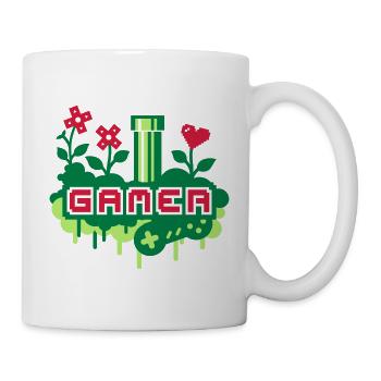 Jardin Gamer (tuyaux et fleurs) - Mug blanc - blanc - Droite