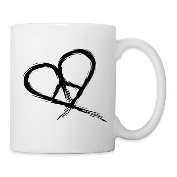 Peace Symbol Hippie Heart Peace Freedom Love - Mug - white - Right