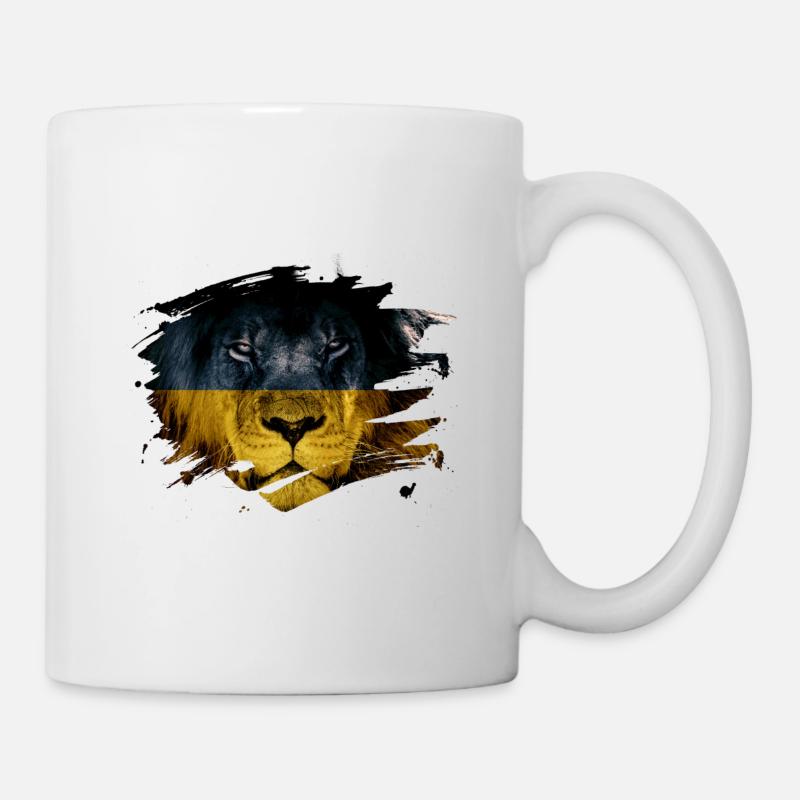 Ukraine-Flagge u. Afrikanisches Löwe-Bild - Tasse - Weiß