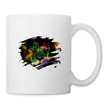South Africa Flag & African Lion Picture - Mug - white - Right
