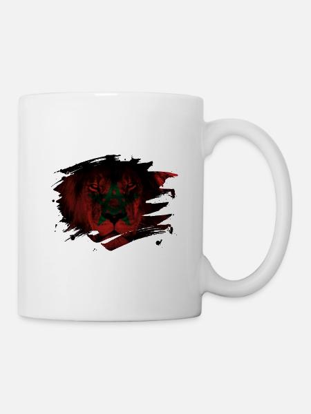 Éclaboussures de peinture drapeau du lion maroc - Mug blanc - blanc