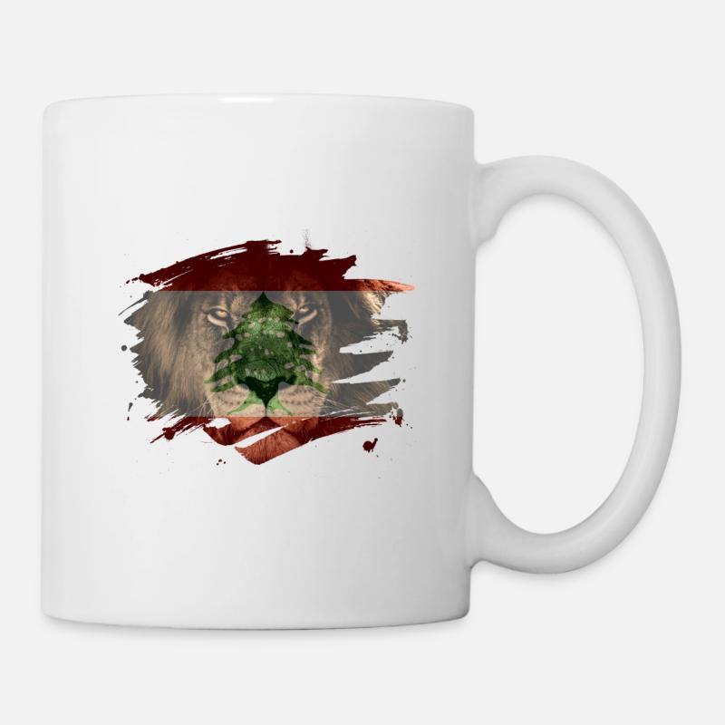 Lebanon Lion Flag Paint Splatter - Mug - white