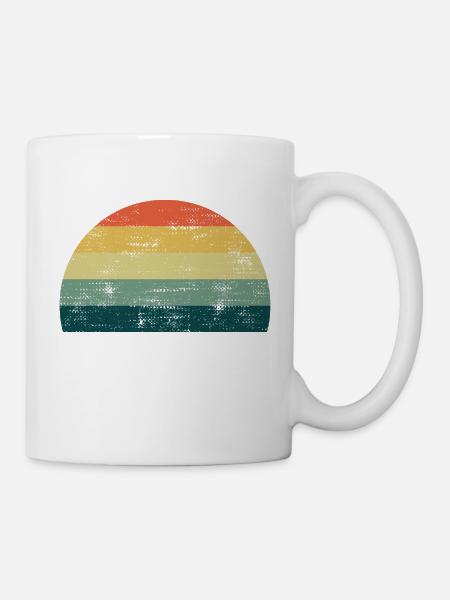 Retro sun Sunset rainbow colors template - Mug - white