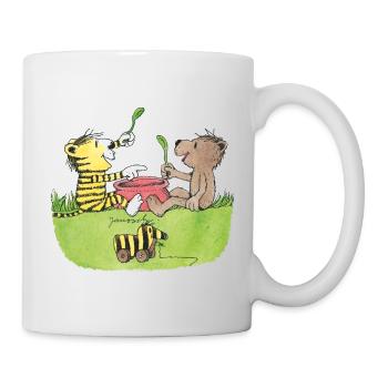 Janosch Tiger And Bear Eating From Pot - Mug - white - Right