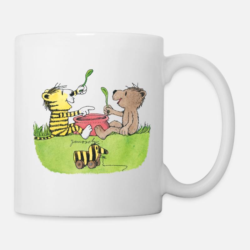 Janosch Tiger Und Bär Löffeln Aus Dem Topf - Tasse - Weiß
