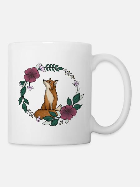 Renard et fleurs - Mug blanc - blanc