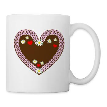 Lebkuchenherz zum Beschriften - Tasse - Weiß - Rechts