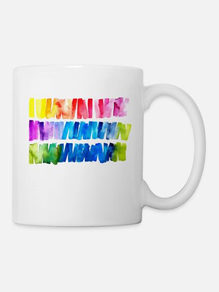Watercolour Rainbow Flag Banner - Mug - white