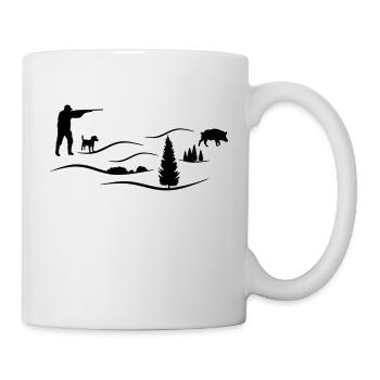 Jäger mit Terrier - Tasse - Weiß - Rechts