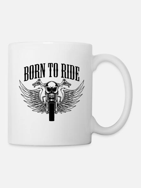 MOTORRAD BIKER ROCKER BORN TO RIDE - Tasse - Weiß