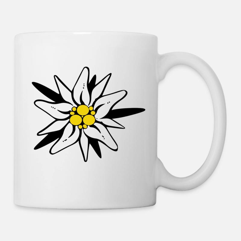Edelweiss flower black yellow - Mug - white
