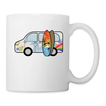 Campingbus mit Surfbrettern Surfer Sommerurlaub - Tasse - Weiß - Rechts