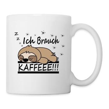 Faultier Kaffee Koffein - Tasse - Weiß - Rechts