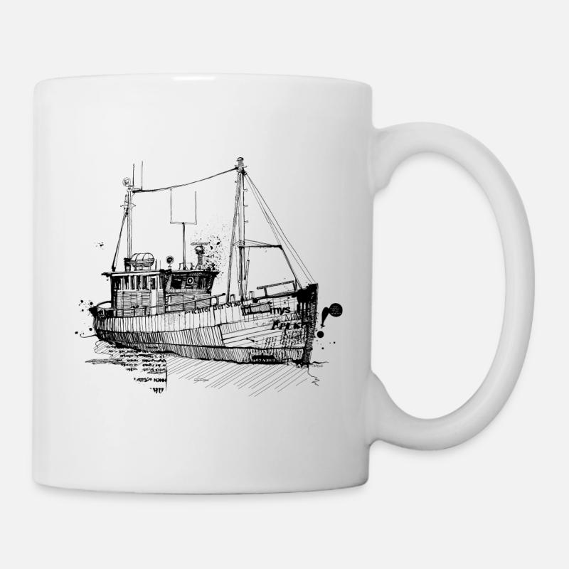 Fishing trawler drawing - Mug - white
