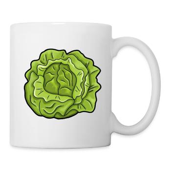 Head of lettuce salad healthy food illustration - Mug - white - Right