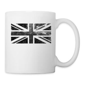 Black Union Jack distressed vintage retro flag - Mug - white - Right