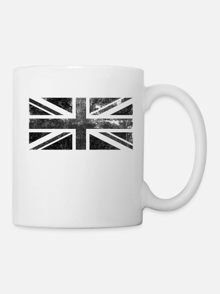 Drapeau rétro vintage en détresse Union Jack noir - Mug blanc - blanc