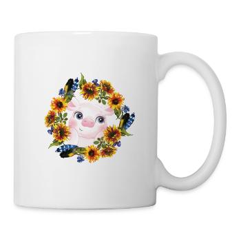 Cochon avec tournesol aquarelle - Mug blanc - blanc - Droite