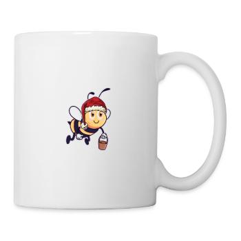 Biene mit Weihnachtsmütze Nikolausmütze Plüschmors - Tasse - Weiß - Rechts