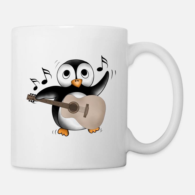 Pinguin Gitarre - Tasse - Weiß