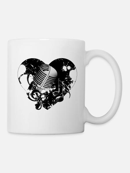 Mikrofon Herz - Tasse - Weiß
