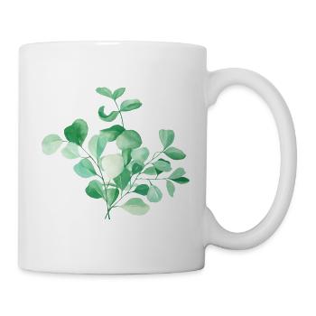 Eukalyptus Grün Pflanzen Vintage Shabby Chic - Tasse - Weiß - Rechts