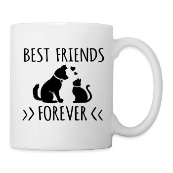 Best friends forever cat and dog / dog and cat - Mug - white - Right