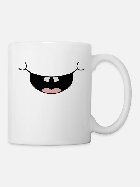 Visage de rire drôle de bouche - Mug blanc - blanc