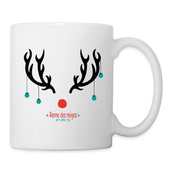 snow reindeer, santa claus, gift - Mug - white - Right