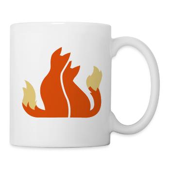 Fuchspaar Füchse fox couple renard - Geschenkidee - Tasse - Weiß - Rechts