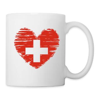Schweiz Herz Flagge Fahne Wappen - Tasse - Weiß - Rechts