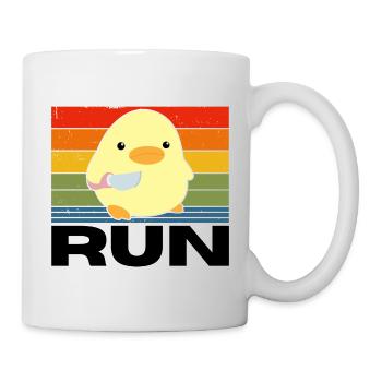 Run duck with knife meme funny saying vintage - Mug - white - Right