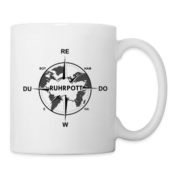 Kompassrose - Ruhrpott - Zentrum der Welt - Heimat - Tasse - Weiß - Rechts