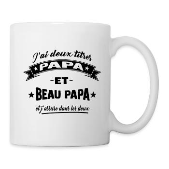 papa et beau papa ,beau père,fête des pères - Mug blanc - blanc - Droite