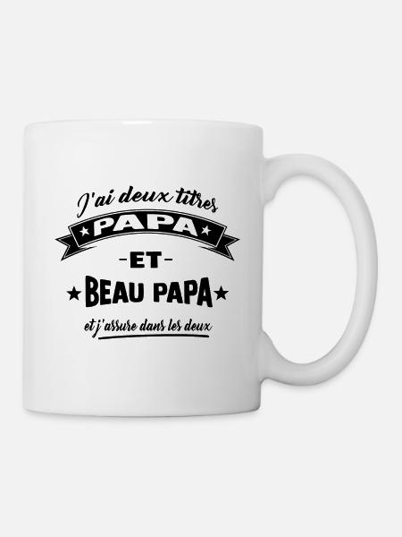 papa et beau papa ,beau père,fête des pères - Mug blanc - blanc